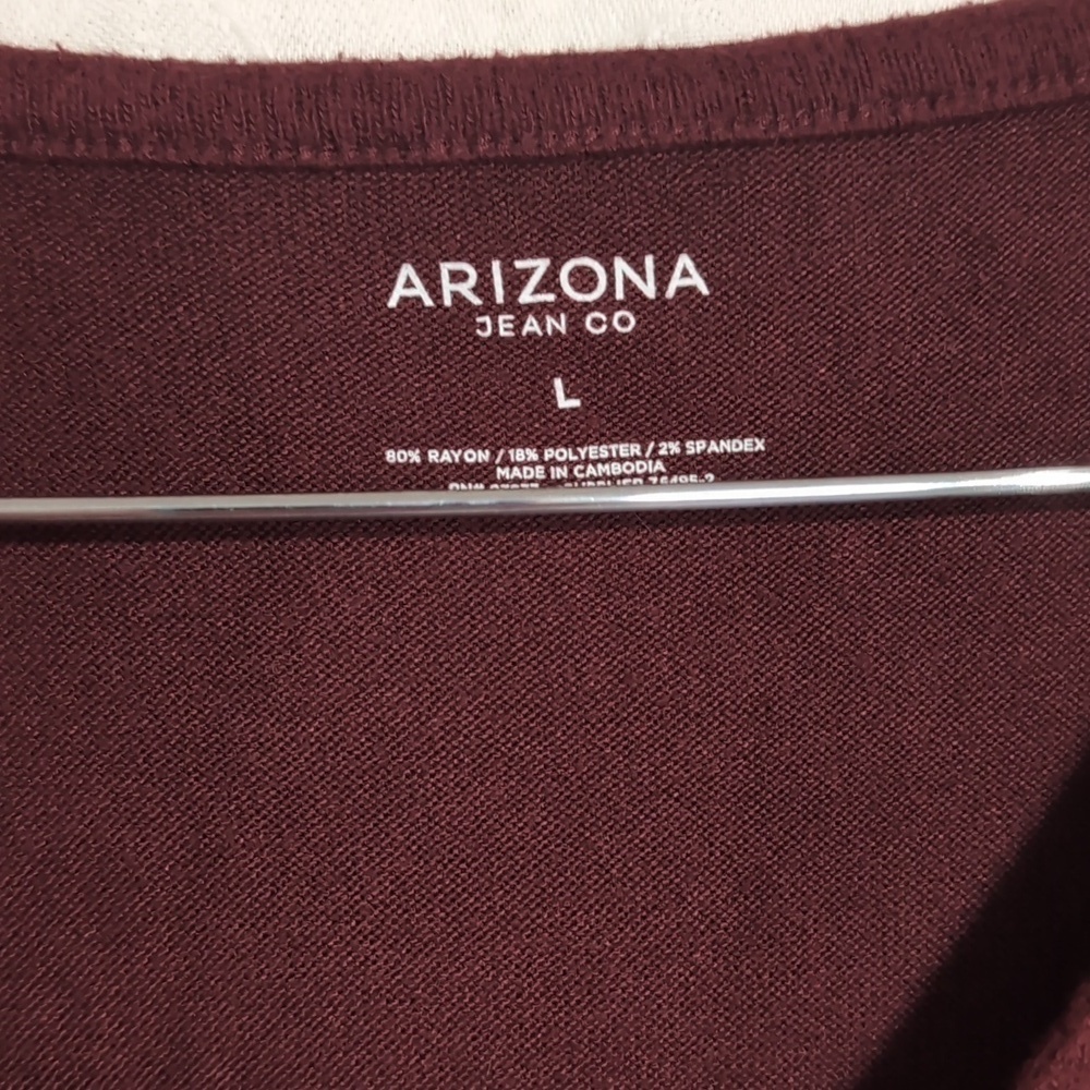 Arizona Jean Co. Maroon Lace Up Front Long Sleeve Crop Shirt Size Large - Picture 2 of 6